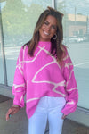 Livin' Life Sweater-Pink/Cream