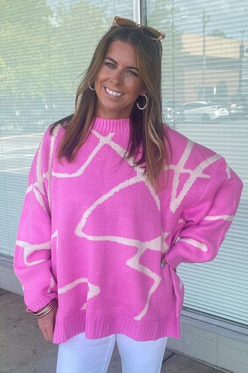 Livin' Life Sweater-Pink/Cream