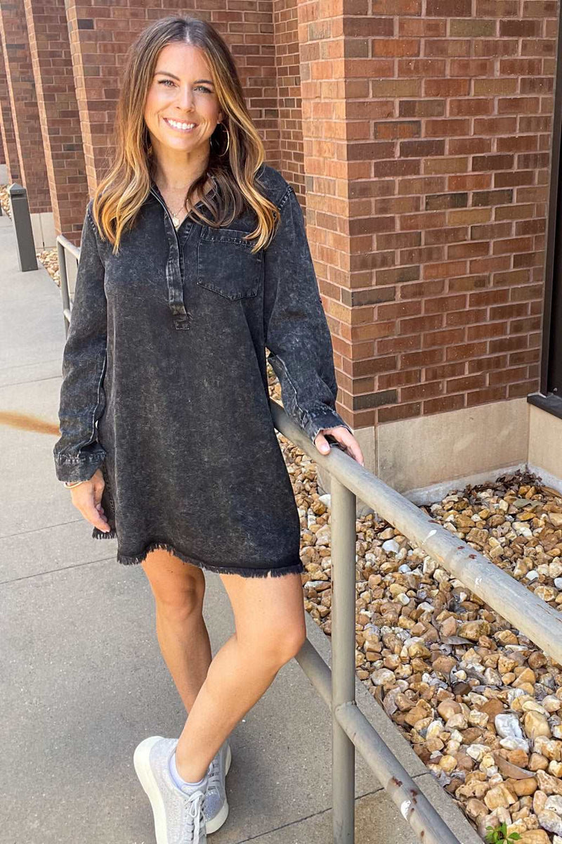 Back And Better Dress-Washed Black