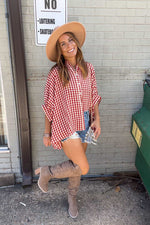 All Too Well Top-Red/Cream