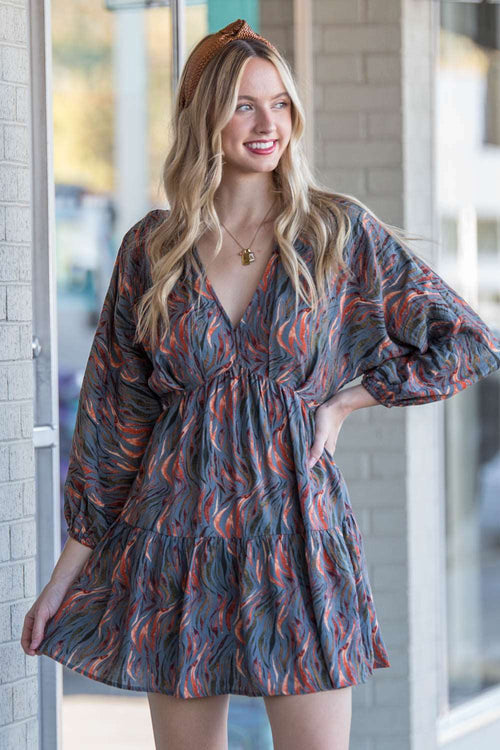 Fireside Memories Dress-Charcoal