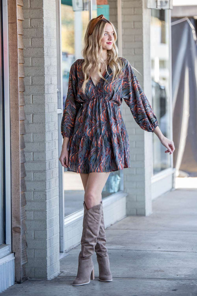 Fireside Memories Dress-Charcoal
