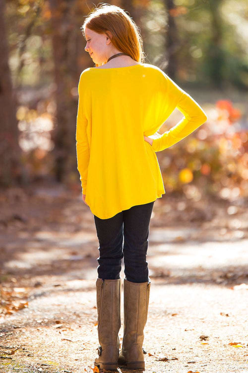 SALE-The Perfect Kids Long Sleeve Piko Top-Buttercup