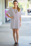 SALE-The Perfect Piko Half Sleeve Tunic-White/Burgundy