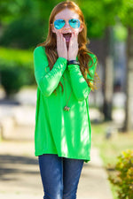 SALE-The Perfect Kids Long Sleeve Piko Top-Green Flash