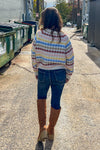 Long Sleeve Round Neck Textured Stripe Sweater-Multi