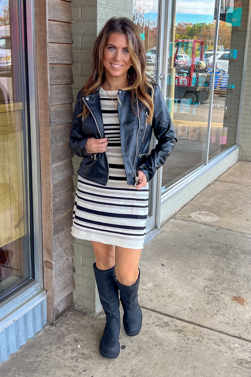 Vegan Leather Moto Jacket-Black