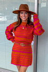 Lucca Couture-KIMMY RETRO SWEATER DRESS-SPICE/PINK
