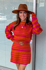 Lucca Couture-KIMMY RETRO SWEATER DRESS-SPICE/PINK