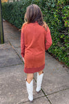 Cozy Composition Sweatshirt Dress-Rust