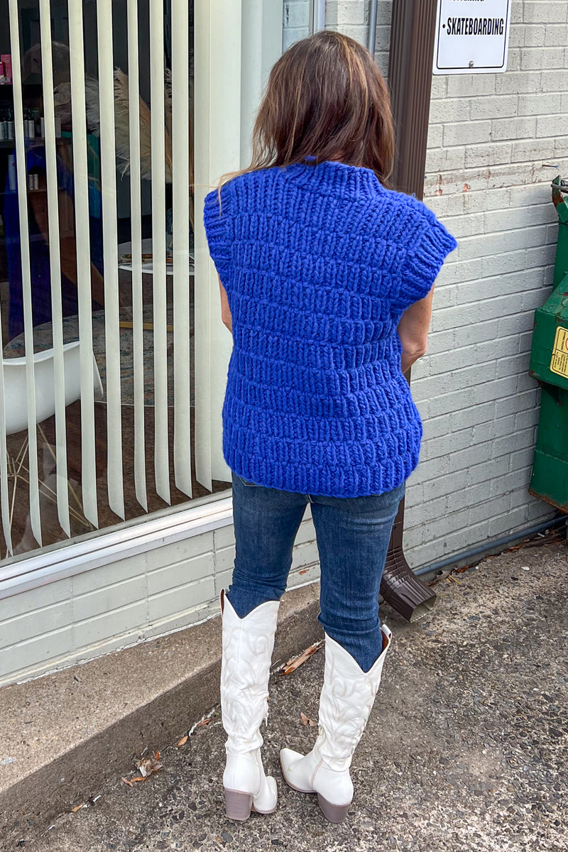 English Factory-Chunky Knit Sweater Vest-Blue