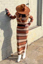 Lucca Couture-DANNA STRIPED TOP AND SKIRT SET-MUD STRIPES