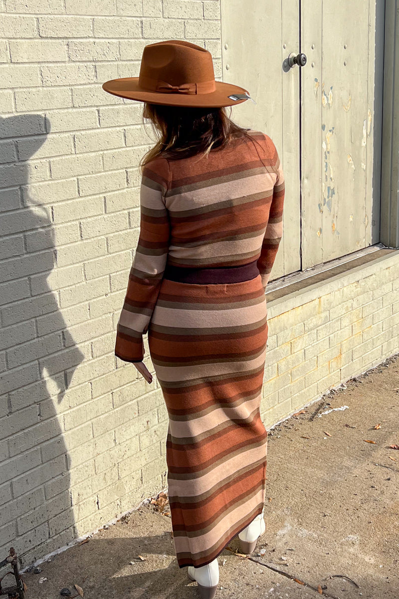 Lucca Couture-DANNA STRIPED TOP AND SKIRT SET-MUD STRIPES