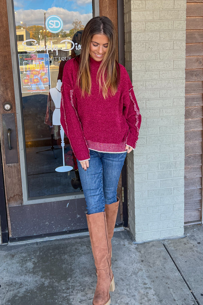 Zenana Chenille Mock Neck Sweater 