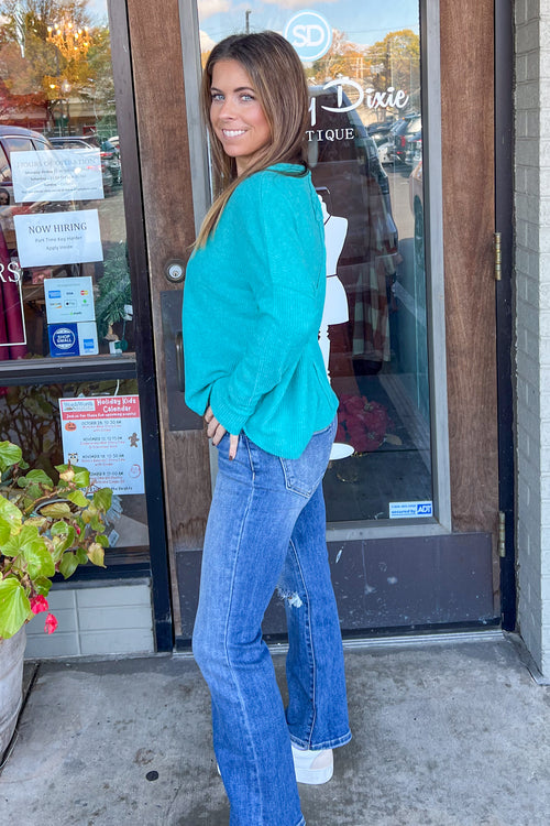 Zenana-Ribbed Dolman Long Sleeve Sweater