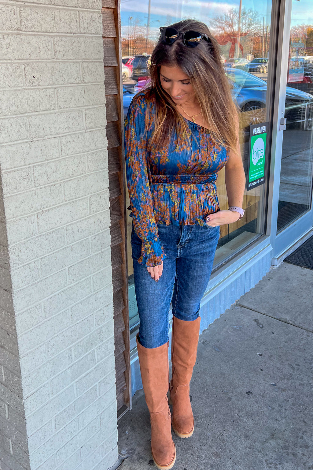Skies Are Blue One Shoulder Peplum Top