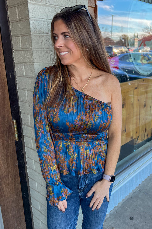 Plan A Date Top-Teal/Mustard