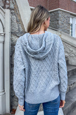 Cable Knit Sweater-Heather Grey