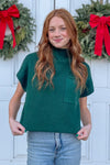 Mock It To Me Cropped Sweater Top-Hunter Green