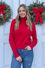 Red Fuzzy Turtleneck Sweater