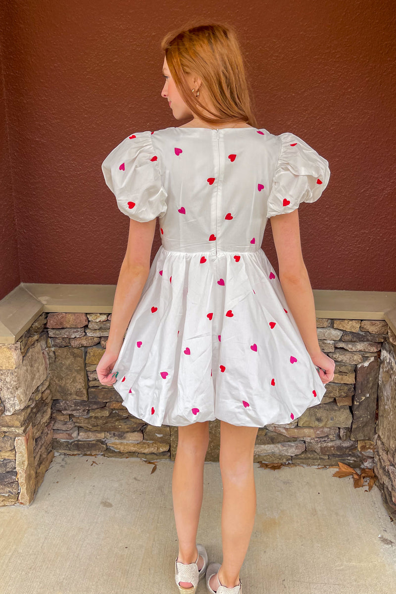 SALE-Love Is In The Air Bubble Hem Dress-White – Simply Dixie Boutique