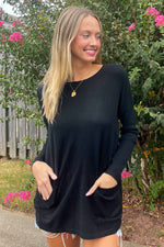 Zenana Front Pocket Sweater Black
