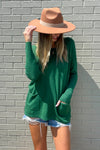 Dark Green Zenana Front Pocket Soft Sweater