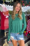Dark Green Long Sleeve Thumb Hole Shirt Zenana