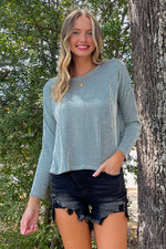 Zenana-Ribbed Boat Neck Drop Shoulder Top