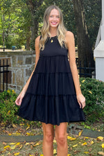 Black Zenana Sleeveless Tiered Dress