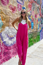 Feeling So Free Jumpsuit-Hot Pink