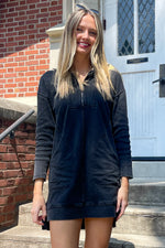 Cozy Composition Sweatshirt Dress-Black