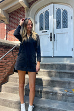 Cozy Composition Sweatshirt Dress-Black