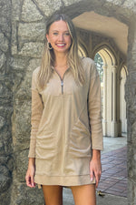 Cozy Composition Sweatshirt Dress-Light Mocha