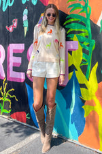 THML-Ride To The Stables Sweater Top-Cream