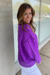 Zenana-Oversized Mock Neck Raw Seam Chenille Sweater