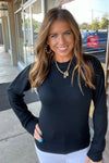 Zenana Blouson Sleeve Sweater Black