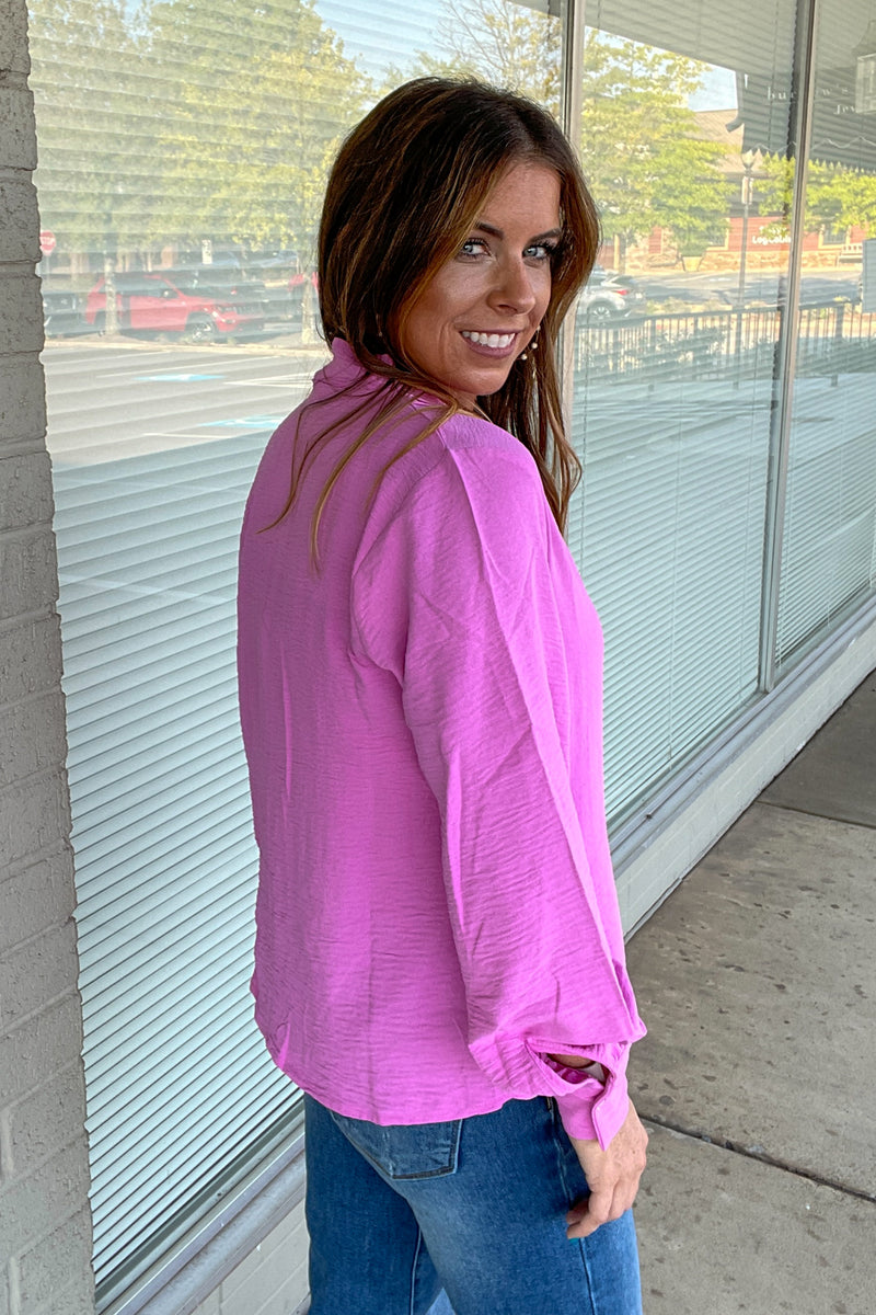 Zenana-Woven Airflow V-Neck Long Sleeve Top