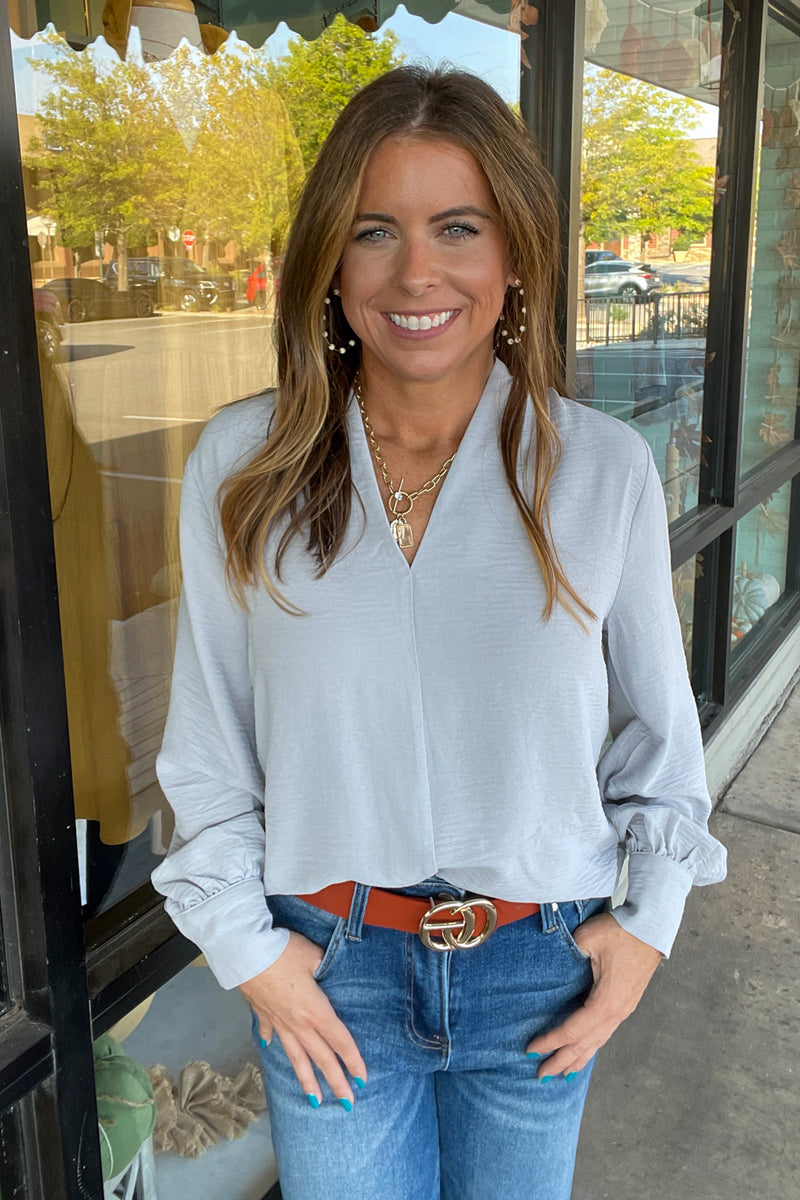 Zenana Long Sleeve Airflow Top in Grey