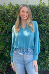 Zenana Long Sleeve Airflow Top in Light Teal