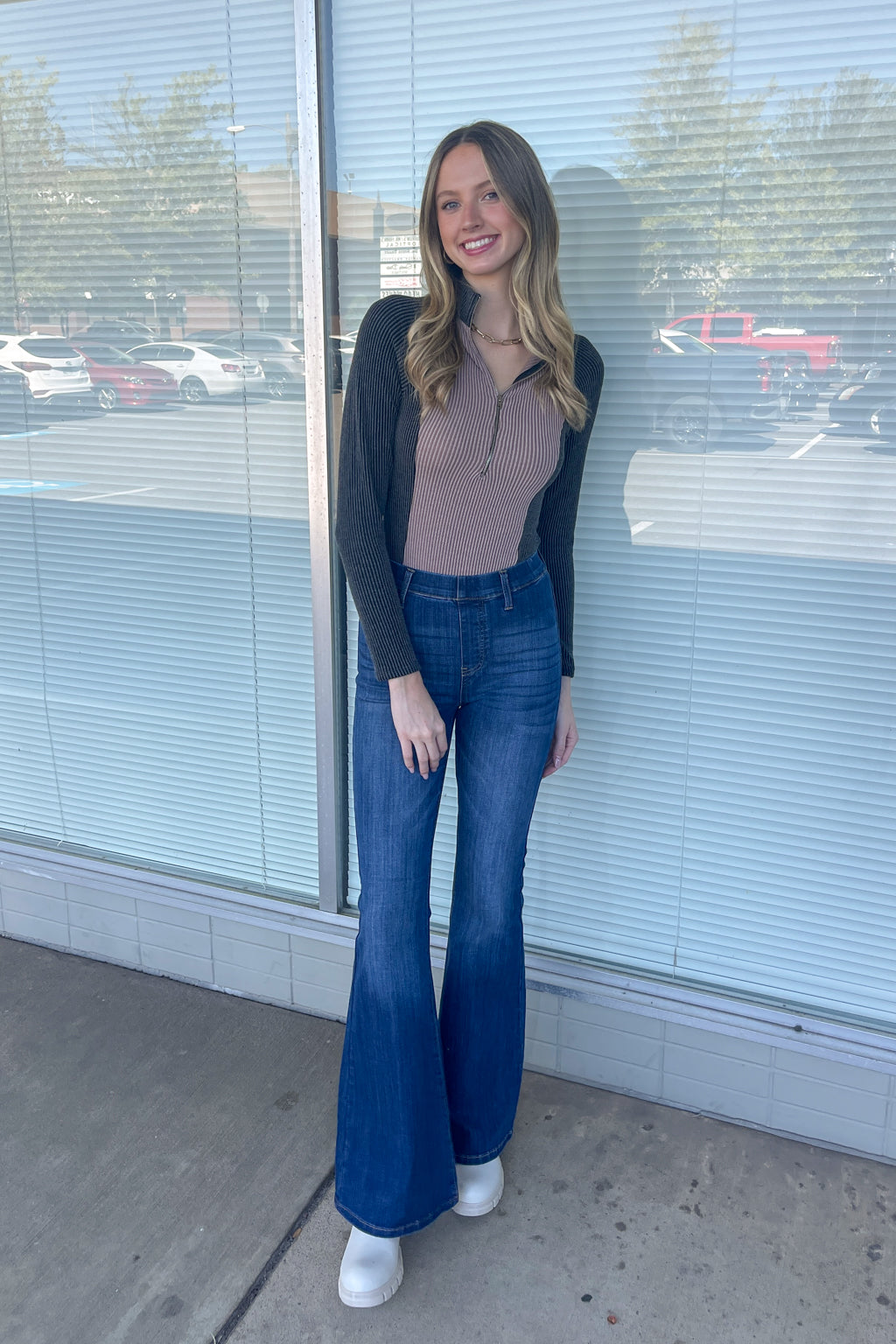 Le Lis Contrast Half Zip Bodysuit