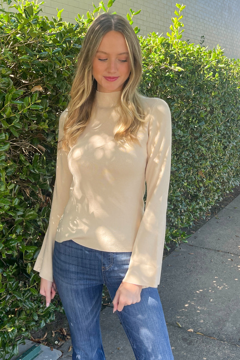 Umgee Mock Neck Bell Sleeve Top