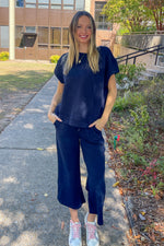 Far From Home Crew Neck Top-Navy