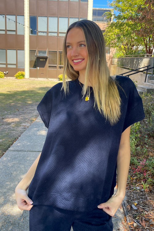 Far From Home Crew Neck Top-Navy