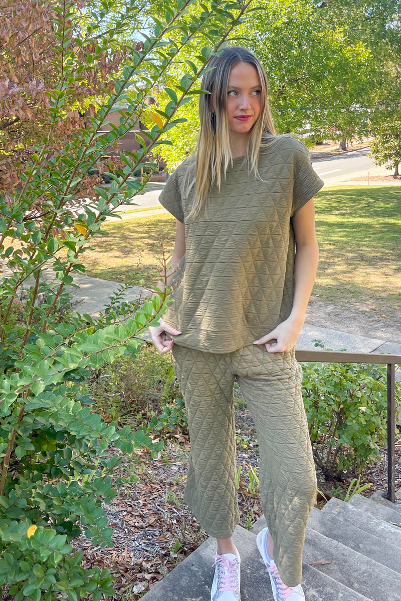 Far From Home Quilted Crewneck Top