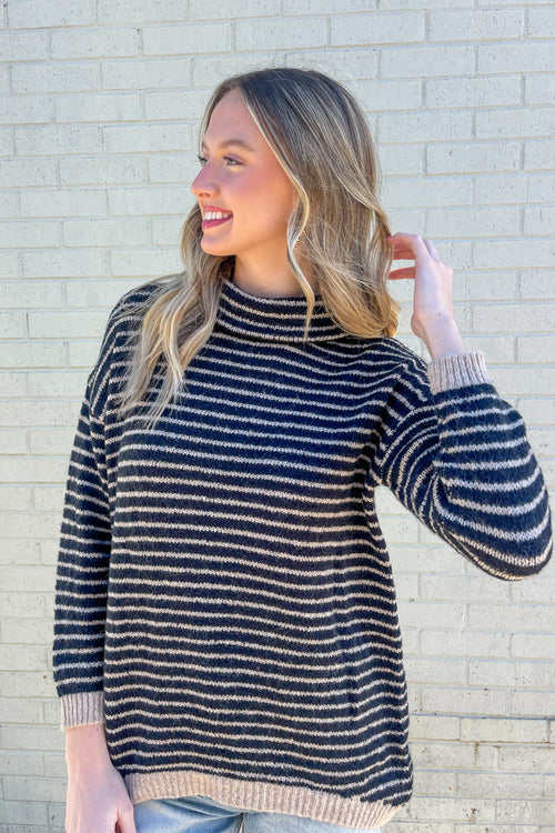 Hi Low Striped Soft Sweater & Merci