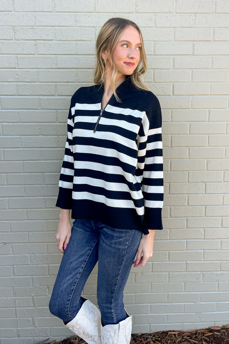 Song On Repeat Sweater Top-Black/Ivory