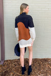Color Block Mock Neck Sweater Dress-Black/Brown