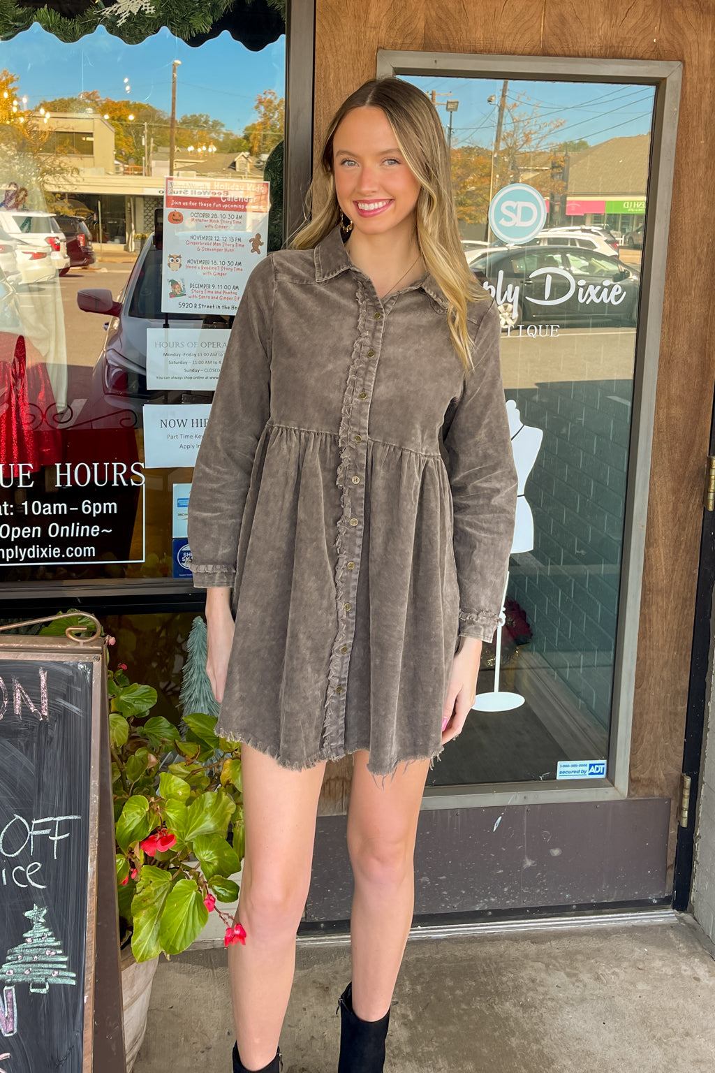 Umgee Corduroy Dress Mushroom