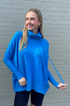 Ocean Blue Cowl Neck Zenana Sweater